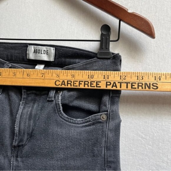 Agolde Sophie Black Skinny Jeans Distressed Fray Denim Jeans Sz 23 - Picture 13 of 15